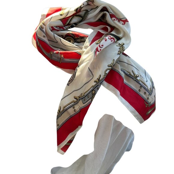 Alain Roure Antique French Fire Engines 100% Silk twill STUNNING Scarf - Picture 5 of 7